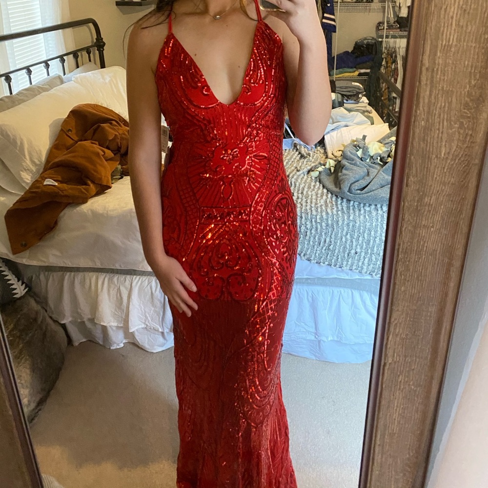 BRAND NEW red sequin dress